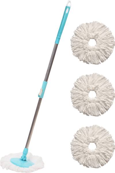 Pranay's Kleanup Ultimate Spin Mop-Rod Set|Wet & Dry Cleaning Mop|Mops Pocha 3 Microfiber Refill Mop Rod