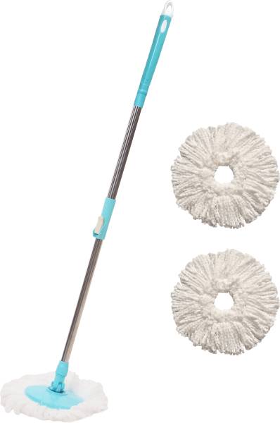 Pranay's Kleanup Ultimate Spin Mop-Rod Set|Wet & Dry Cleaning Mop|Mops Pocha 2 Microfiber Refill Mop Rod