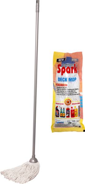 Spark International Deck Mop | 100% Pure Cotton | Stainless Steel Handle | Easy Floor Cleaning Mop Rod