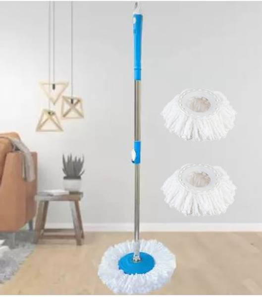 ROZANA Spin Mop-Rod Stick, Mop Head And 2 Refill - Wet&Dry Floor 360 Mops Pocha Mop Set
