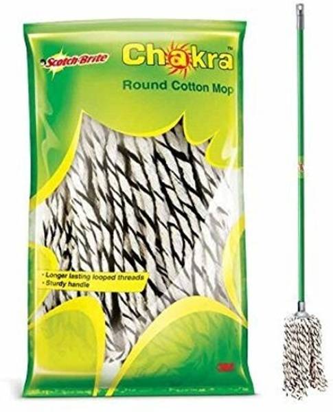 Scotch-Brite Chakra Handled Cotton Mop, Superior floor cleaning, Mop Set