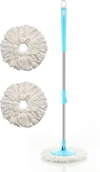 TRAVISH Super Spin Mop-Mop Stick|Mops Pocha 3 Microfiber Refill Mops Set Mop Head and Rod