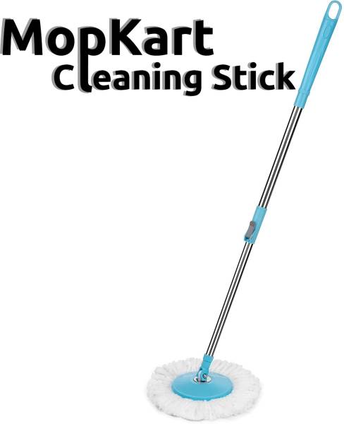 Mopkart 360 Floor Cleaner Mop Stick Rod Stainless Steel Handle with 1 Microfiber Head Mop Head and Rod