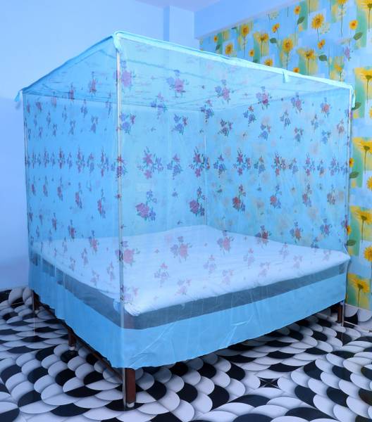 Fabrachana Cotton Adults Washable MP 4-Blue3 Mosquito Net