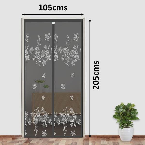 Lifekrafts Polyester Adults Washable Door Mosquito Net with Magnets | Color New Jacquard Grey Mosquito Mosquito Net