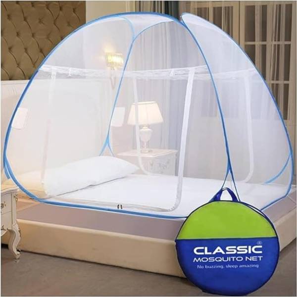 Classic Mosquito Net Polyester Adults Washable (200x200x145 -CMs) Foldable for King Size Bed & Double Bed Mosquito Net