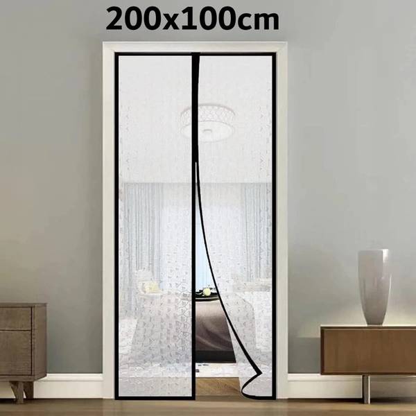 Lifekrafts HDPE - High Density Poly Ethylene Adults Washable Magnetic AC Door Curtain Insulated Thermal Cover, Self-Closing, Stylish & Easy Mosquito N...