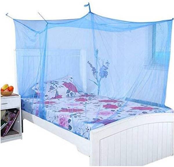 MINITOES Polyester Adults Washable Double Bed Mosquito Net,(6X6.5 Feet) -Blue Mosquito Net