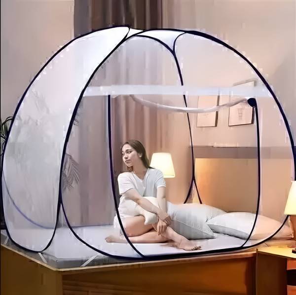 GlitchMode Polyester Adults Mosquito Net for Double Bed 6x6 Feet Lightweight Machardani Mosquito Net