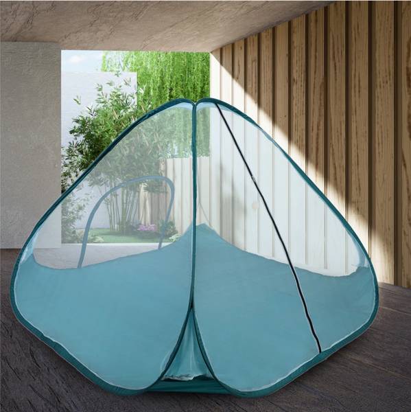 Adinikasic Polyester Adults Washable Mosquito net for Double bed ,attached base (Size 7 X7 Feet),Both side Gate Mosquito Net