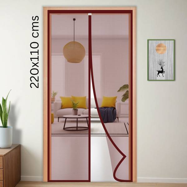 TurtleGrip Polyester Adults Washable Door Mosquito Net with Full Frame for Main Doors, Bedroom, Kitchen & Balcony Mosquito Net