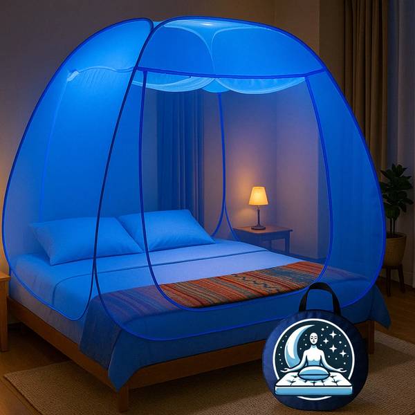 Flipkart SmartBuy Nylon Adults Washable Pop-Up Queen size Mosquito Net(Blue) Mosquito Net