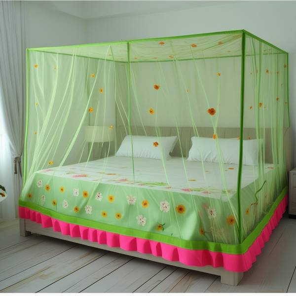 RN ENTERPRISE Polyester Adults Washable Classic Flower printed design Mosquito Net