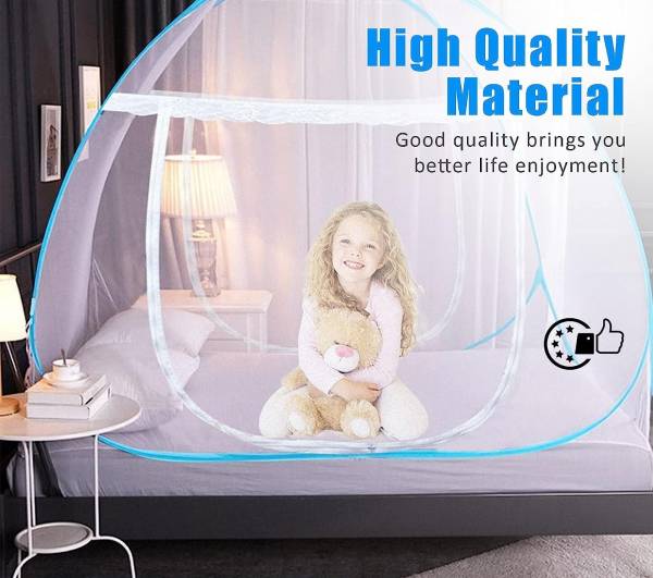 Evrum Polyester Adults Washable Blue Mosquito Net Polyester Adults Net King Size Double bed Mosquito Net Mosquito Net (Blue, White) Mosquito Net