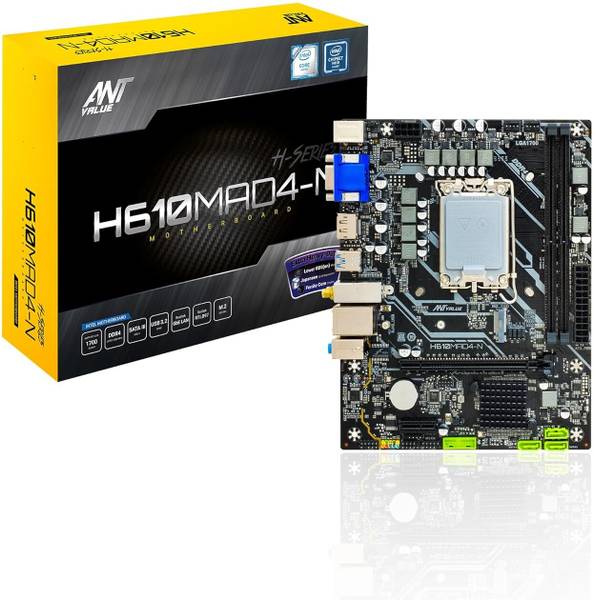 Ant Value H610MAD4-N mATX Gaming Motherboard Support Intel 10th and 11th Core i3/i5/i7/i9 LGA 1200Socket ATX Intel H610 Chipset DDR4 Motherboard for D...