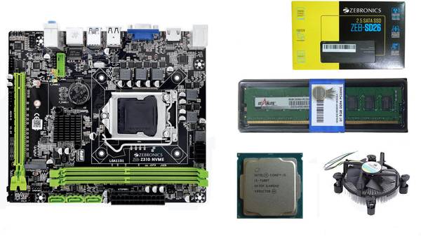 ZEBRONICS Z310-NVME+ 256GB SATA SSD+Starlite 8GB DDR4 Ram+Core i3 7th gen Processor Combo Motherboard