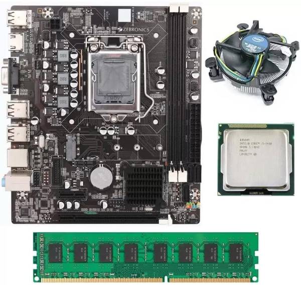 ZEBRONICS H61-Nvme-i5-4GB-PFAN-COMBO( 1 YEAR WARRANTY) LGA 775Socket ATX Intel H61 Chipset DDR3 Motherboard for Desktop