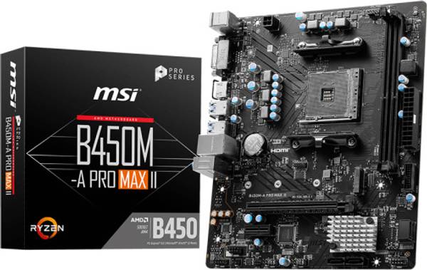 Micro Star International B450M-A PRO MAX II AM4Socket Micro-ATX AMD B450 Chipset DDR4 Motherboard for Desktop
