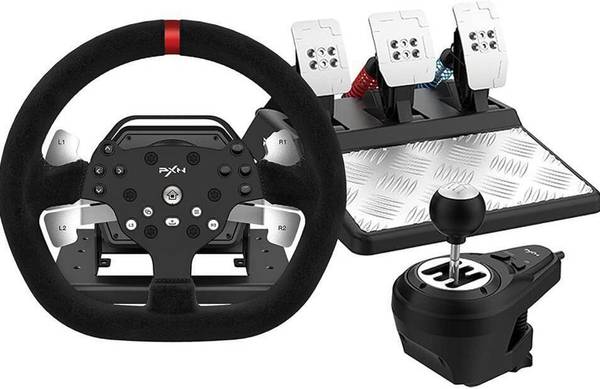 PXN V10 Force Feedback Racing Steering Wheel With Clutch Pedal and Gear Shifter Motion Controller