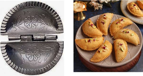 PANKRUH PRODUCTS Aluminium Cookie/Macroon tray Aluminium Gujiya/Gujia Karanji Maker Mould Sacha Machine, Dumpling Maker Kitchen Molds Special Holi Fes...