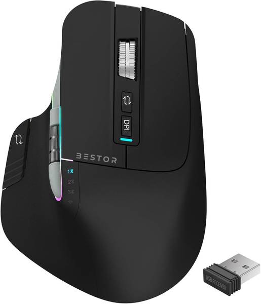 Bestor Tri-Mode RGB Wireless Mouse,Ultrafast Scroll, Type-C, Bluetooth, 700mAh Wireless Ergonomic Optical Gaming Mouse with Bluetooth