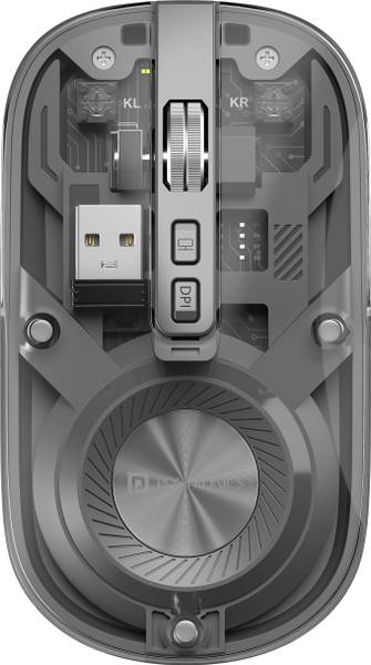 Portronics Toad 8 Transparent Wireless Mouse, Bluetooth + 2.4GHz, Rechargeable, Silent, Wireless Ambidextrous Optical Mouse with Bluetooth