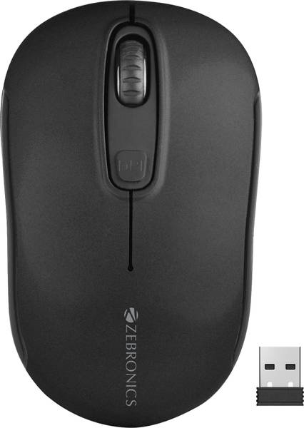 ZEBRONICS Dash Pro Wireless Ambidextrous Optical Mouse Wireless Mouse, 1600 DPI, 3-Level DPI, Lightweight, Power Saving