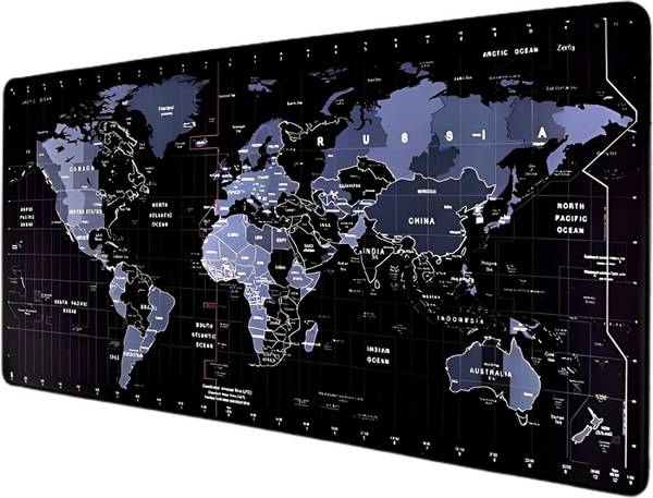 GVJ TRADERS Gaming World Map Mouse Pad & Keyboard Desk Mat| 90X40 CM Mousepad (Black) Mousepad