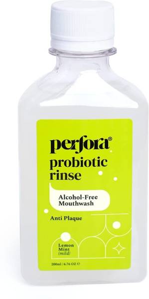 Perfora Alcohol Free Mouth Freshener with Probiotics, Hyaluronic Acid, & Vitamin C - Lemon Mint, Mouthwash