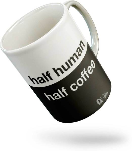 Tee Mafia 005 Half Human Half Coffee All white Classic 11oz Ceramic Coffee Mug