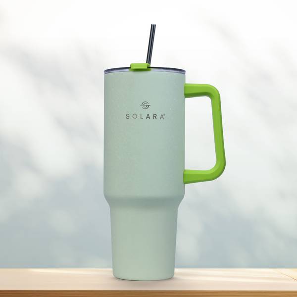 Solara Elixir Insulated with Lid and Straw, Hot & Cold, Office,Travel, Gym, Lemon Drop Stainless Steel Tumbler