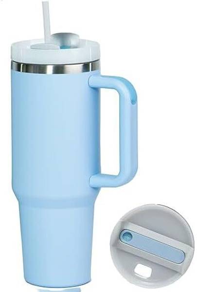 PalD 1.2L Tumbler With Handle Straw&Lid Insulated Reusable Steel Vacuum Flask for Gym Stainless Steel Tumbler