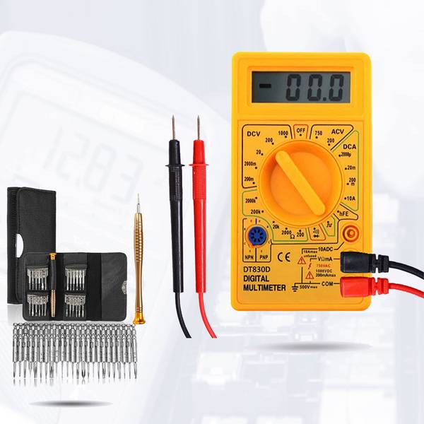 Hillgrove HGCM463M1 Voltage Current Digital Multimeter Tester with 25in1 Screwdriver Set Digital Multimeter