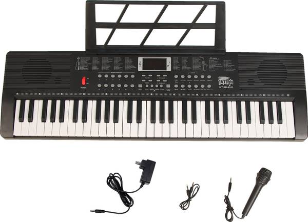 intern INT-KB 61 Keys Touch Response Portable Piano Keyboard with Mic and 5V Power Adapter Digital Portable Keyboard