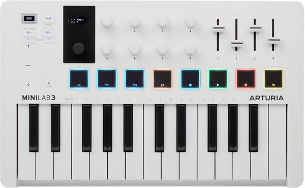 Arturia MiniLab 3, 25 Slim-Key USB-C Midi Controller, Software Bundle MiniLab mk3 white Digital Arranger Keyboard