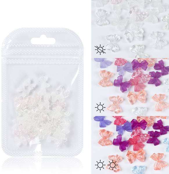 S.A.V.I 40 Pcs 3D Bow Color Change Under Sun Nail Art Charms - DIY Manicure for Women