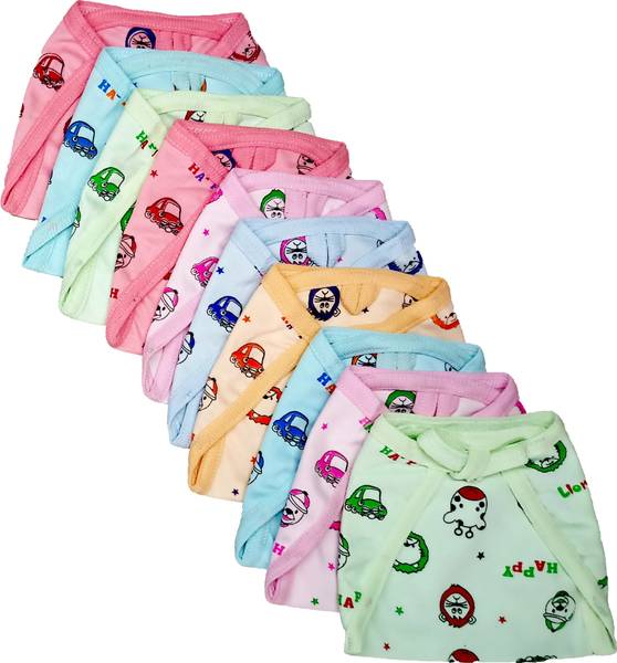Aldeco Pack of 10 - Baby Hosiery Cotton Langot or Nappy / Reusable & Washable Soft U-Shaped Printed Cloth Langot or Diaper for kids (0-3years) (Set of...