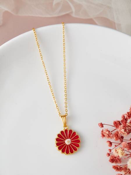 BRANDSOON Brandsoon Fashion Embracing sun flower shape Pendant and chain for Girls/Women Gold-plated Plated Brass Chain