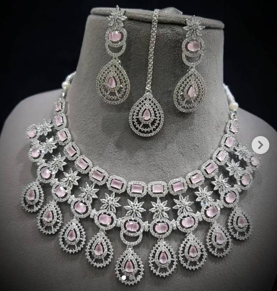 AS brother Diamond Platinum Plated Stainless Steel Necklace Set