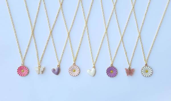 EnlightenMani Fairyland Collection Pastel Charms Necklace Pack of 8 Gold-plated Plated Alloy Necklace Set