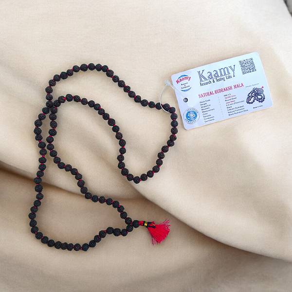 BRAJSTORE 100% Lab Certified 5 Mukhi Black Rudraksha (6.5mm) Jaap Mala 108 Beads Rudraksha Chain