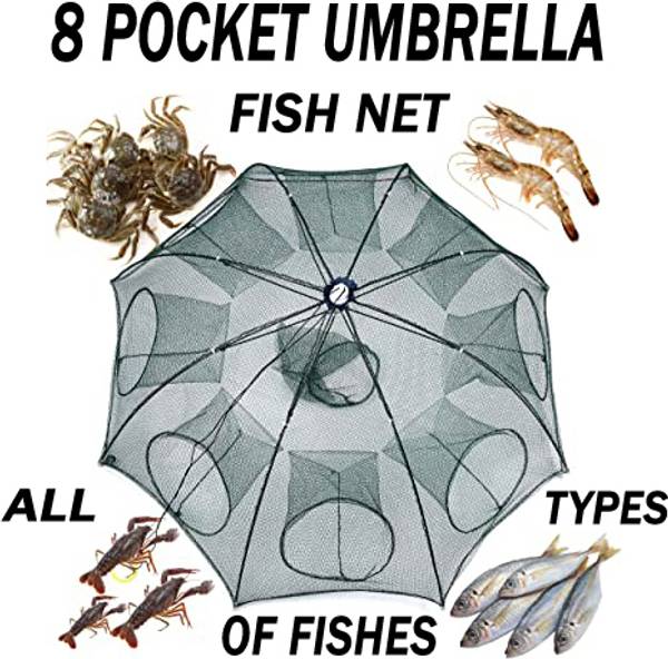 PURKAIT FISHNET 8 UMBRELLA FISHING NET GAP 6mm HEIGHT 1.3f CURVE 4f R 8.6f POCKET R 1.8f Fishing Net