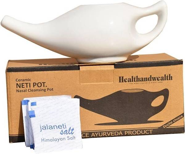 healthandwealth Ceramic White Neti Pot