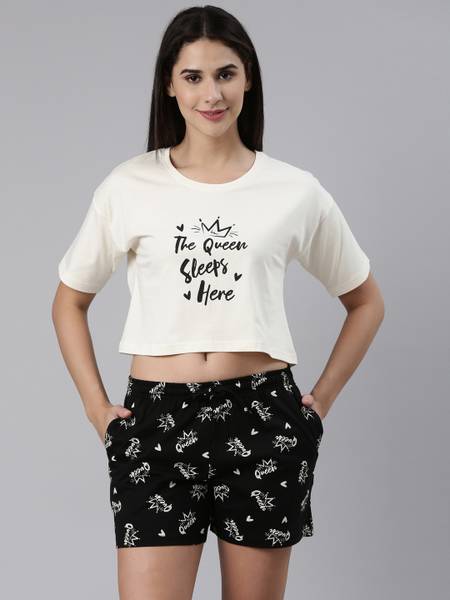 Pepe Jeans Women Printed White Top & Shorts Set