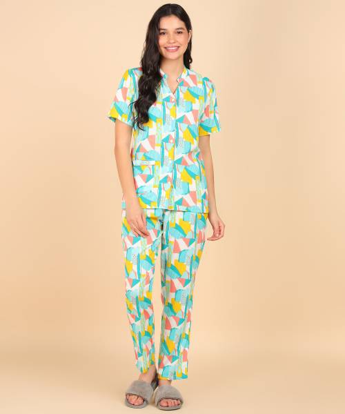 Asami Women Printed Multicolor Night Suit Set