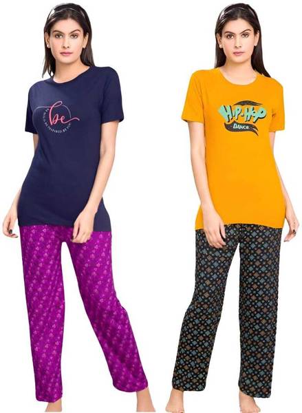 SVD Fashion Women Printed Multicolor Night Suit Set