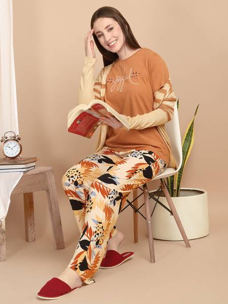 SWEET DREAMS Women Printed Multicolor Top & Pyjama Set