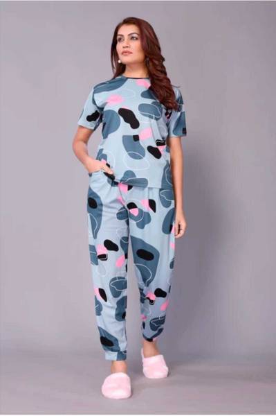 Women Grey Night Suit Set