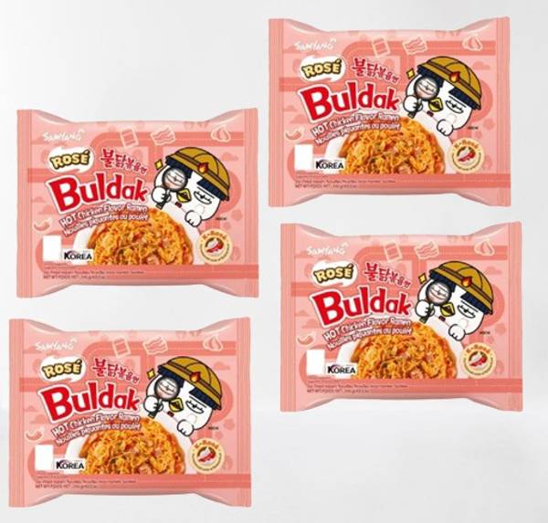 Samyang Buldak Chicken Rose Flavour Instant Korean Noodles-140g (Pack of 4)|(Imported) Instant Noodles Non-vegetarian