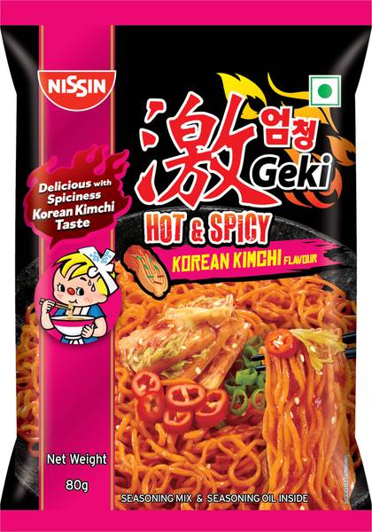 Nissin Hot & Spicy Korean Kimchi Flavoured Ramen Instant Noodles Vegetarian